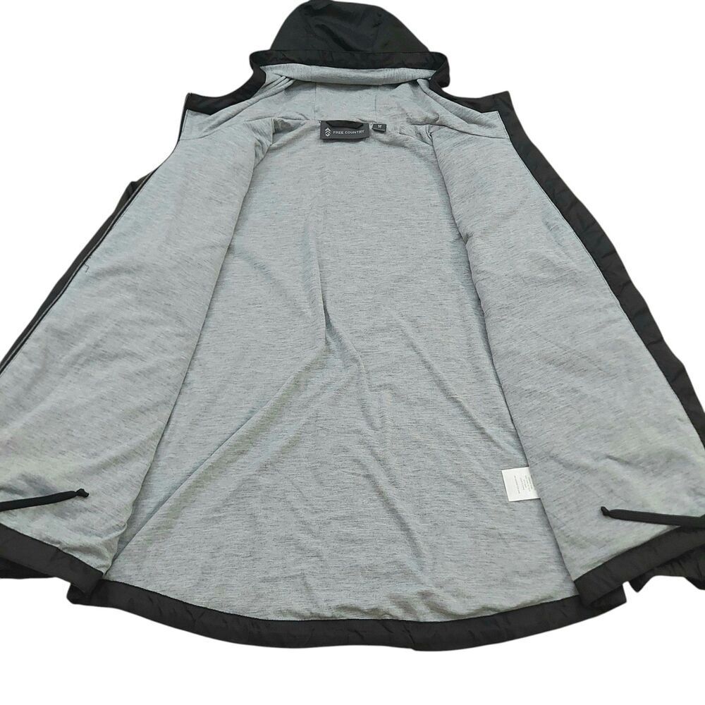 Free Country Windbreaker Jacket Mens Medium Black Lined Hooded Full Zip Outdoor - Picture 5 of 12